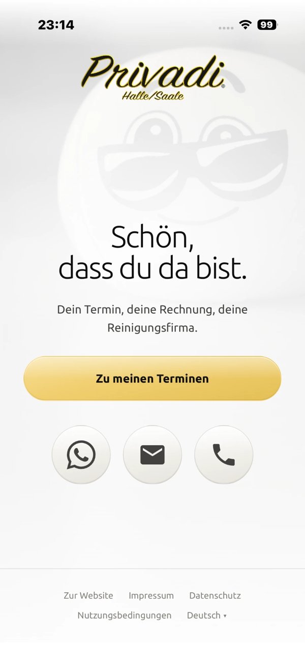 Kunden-App, Startseite