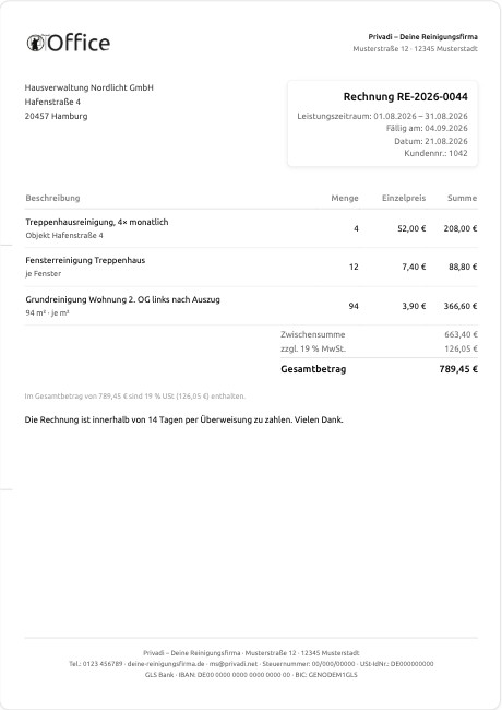 Rechnungsstil Kachel